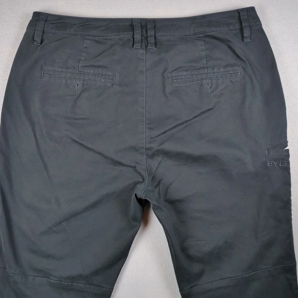 BYLT Stretch Chino Pants Mens 36x25 (34x25) Black Casual Pant Utility Pocket